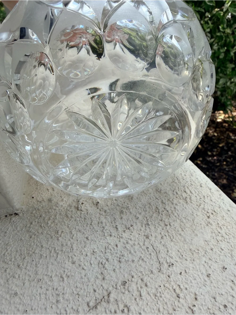 VTG Cut Crystal Decanter w Stopper Frosted Panels Barware Whiskey Wine Liquor